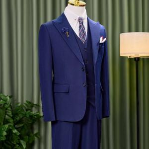 Veste de costume bleue unie moderne pour hommes, gilets et vestes sans manches en provenance du Vietnam - Product Image 1