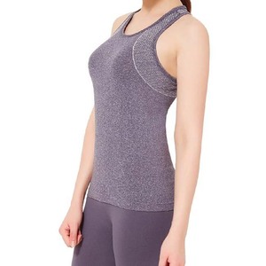 Women's Breathable Knitted Tank <b>Top</b> Solid Color Scoop Neck Sporty Style Gray Spandex Polyester Fit Workout Wear - Product Image 3