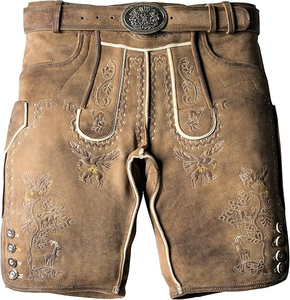 Men's Lederhosen Shorts High Waist Embroidered <b>Animal</b> <b>Pattern</b> Button Fly Vintage Breathable Casual Trachten Bavarian - Product Image 6