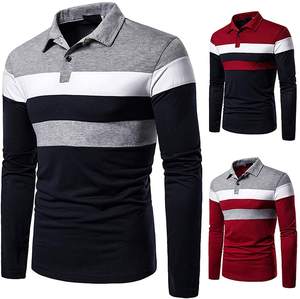 bulk polo <b>shirts</b> 100% cotton fabric contrast color full sleeve <b>t</b>-<b>shirts</b> for men stand <b>collar</b> <b>t</b> <b>shirt</b> men long sleeve <b>t</b> <b>shirt</b> - Product Image 6