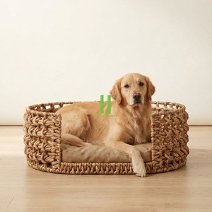 Best Quality Customized OEM Indoor Cat <b>Bed</b> Handmade Rattan Cotton Pet Cage Animal Pattern Snap Button Belt Direct Wholesale - Product Image 2
