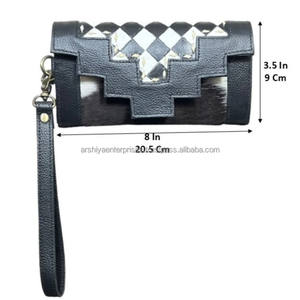 Bolso de Mano Tipo Clutch de Cuero Repujado a Mano de Gran Capacidad con Patrón a Cuadros, Cartera con Múltiples Compartimentos, Elegante Bolso de Mujer - Product Image 2