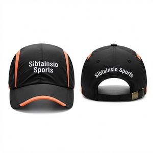 Casquette de baseball sportive noire et orange promotionnelle en gros, avec logo brodé personnalisé, légère, à séchage rapide, en maille, pour l'athlétisme - Product Image 6