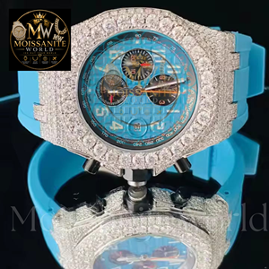 Montre-bracelet élégante en alliage de quartz avec boîtier carré, cadran de 42 mm, bracelet de 20 mm, aiguille en moissanite couleur D VVS1, montre de luxe de précision pour les soirées - Product Image 5