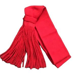 Faja de cintura uniforme ceremonial teñida lisa de lana roja de punto personalizada OEM con longitud estándar para desfile - Product Image 1