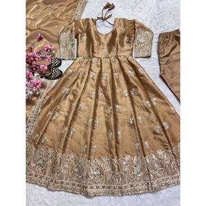 Women's Anarkali Gown and <b>Pant</b> Set with Dupatta Sequence and Embroidery Work - Product Image 3