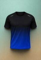 T-shirt de sport pour homme à col rond et manches courtes, en jersey uni dégradé avec motif, séchage rapide, idéal pour l'entraînement athlétique