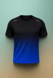 T-shirt de course pour homme, dégradé uni, col rond, manches courtes, séchage rapide, sportif, athlétique, haut d'entraînement - Product Image 4
