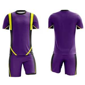 Conjunto de Camiseta de Fútbol Sublimada Personalizada, Morado, Amarillo y Negro, Cuello Redondo, Manga Corta, Absorbe la Humedad, Ropa Deportiva para Hombre, para Todas las Temporadas - Product Image 3