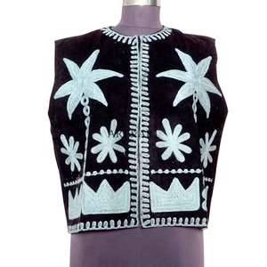 Gilet sans manches pour femme, style indien vintage, en coton brodé floral, décontracté, respirant, écologique, pour l'été et l'hiver, idéal pour demoiselle d'honneur - Product Image 1