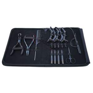 Hair Extension Installation Tools Kit Bead Remover Crimping Plier Pulling <b>Hook</b> Loop Curved Needles Alligator/duckbill <b>Clips</b> - Product Image 1