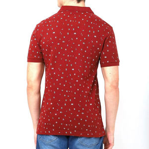 Camiseta Polo de Punto de Manga Corta Roja para Hombre, Marca Index Apparel, con Estampado Geométrico, Cierre de Botones, Corte Regular Informal, Transpirable, de Algodón - Product Image 4