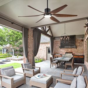 Ventilatore da soffitto LED integrato da 66 pollici in stile rustico con pale in legno anticato, design intelligente per interni, telecomando, colore marrone - Product Image 3