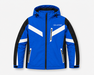 Veste softshell pour homme, bleu et blanc contrastés, avec capuche, imperméable, coupe-vent, veste de sport d'hiver pour l'extérieur, vêtements de travail personnalisés - Product Image 1