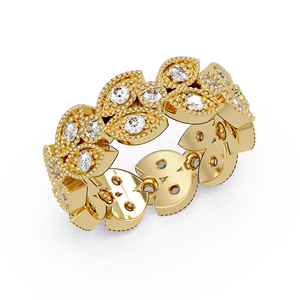 Anillo de Eternidad con Diamantes Cultivados en Laboratorio, Corte Redondo, Forma Marquise, Oro Puro de 14K, Anillo de Joyería para Aniversario de Bodas, Diseño Milgrain, Superventas - Product Image 3