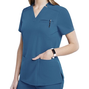 Vente chaude Uniformes médicaux écologiques pour médecins et infirmières, ensembles de blouses médicales, hauts à manches courtes, pantalons, toile, couleur personnalisée, unisexe, hôpital - Product Image 3