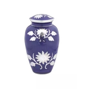 Trendy Beautiful Aluminum Adult Cremation Urn Pewter With Gold Band for Human Ashes Handcrafted Cremation Urn Pot for Sale - Product Image 6
