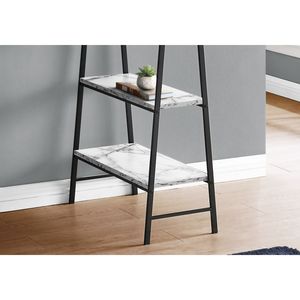 Scrivania Moderna per Ufficio Domestico da 48 Pollici con Laminato Effetto Marmo Bianco e Ripiani Contemporanei in Metallo Nero per Laptop - Product Image 3