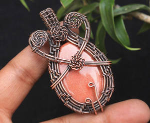 Colgante de Piedra de Jaspe Rojo Hecho a Mano, Envuelto en Alambre de Oro Rosa, Gema Ovalada, Joyería Artesanal, Oro de 18K, para Compromiso, Boda, Aniversario - Product Image 2