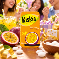 Bonbons Menthe Fruitée KisKis, Saveur Fruit de la Passion, Sans Sucre, en Boîte Fine, Rafraîchissants pour l'Haleine, Idéaux pour le Bureau et les Voyages