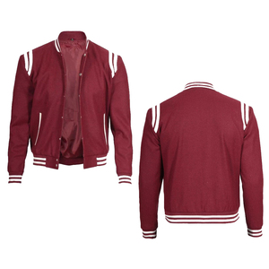 High Quality <b>Men</b> Maroon Canvas 100% Wool Winter Varsity <b>Jacket</b> <b>White</b> Contrast Trim Stand Regular Fit Casual Outerwear for Adults - Product Image 6