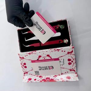Pince à épiler pour extensions de cils 90 Curve Rouge Blanc en acier inoxydable, fibres lisses, antidérapante, prise parfaite, outil de beauté - Product Image 2