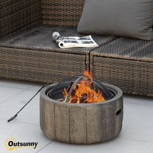 Braciere Decorativo da Esterno da 60 cm con Effetto Ceppo, Braciere a Legna da 18 Pollici con Schermo Antifiamma e Paletta, per Giardino e Campeggio - Product Image 2