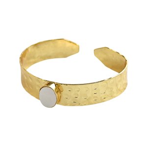 กำไลข้อมือไข่มุกธรรมชาติ24K ชุบทองเรขาคณิตคลาสสิกกำไลข้อมือทองเหลือง - Product Image 3