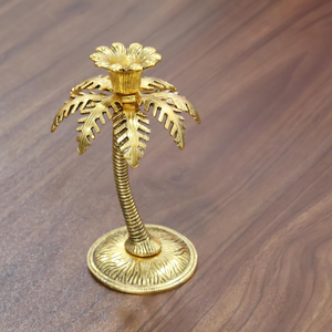 Porte-bougie palmier plaqué or, centre de table décoratif de luxe pour l'intérieur de la maison, collection de cadeaux et de décorations de festival - Product Image 5