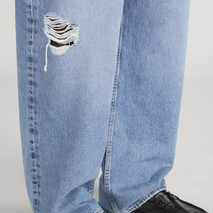 Jeans slim fit au look moderne, en tissu extensible doux, élégants pour tous les jours, avec design déchiré de couleur unie, service OEM pour les acheteurs en gros - Product Image 5