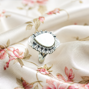 Vintage Boho Pear MOP Gemstone <b>Ring</b> 925 Sterling Silver Rose Gold Yellow Gold Plated Handmade <b>Statement</b> Jewelry Women Unisex - Product Image 3