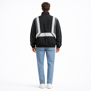 Chaqueta cortavientos impermeable de diseño personalizado al por mayor para hombre, con cremallera, reflectante, a prueba de viento, para exteriores. - Product Image 2