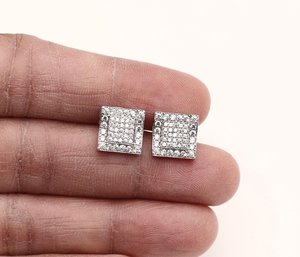 Iced Out <b>Square</b> <b>Earrings</b> 925 Sterling Silver VVS Moissanite <b>Diamond</b> Luxury Bling Hip Hop Unisex Wear <b>Earring</b> For Everyday - Product Image 3