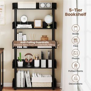 Libreria Aperta a 5 Ripiani con Gambe Rialzate e Finitura Nera per Ufficio Domestico e Librerie per Bambini - Product Image 6