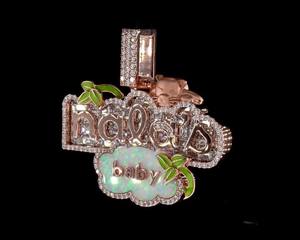 ตัวอักษรฟลอริด้าบอยส์ซาไนท์จี้เสน่ห์แบบเคลือบประกายระยิบระยับแบบกำหนดเองได้ฮิปฮอปโรเดียมชุบ925สีเงินเรืองแสงของขวัญสำหรับปาร์ตี้ยามค่ำคืน - Product Image 3