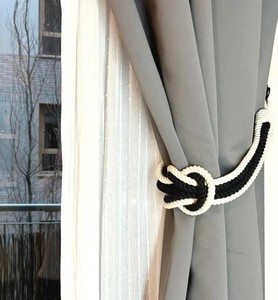 Handmade Cotton Rope Curtain Tie: Double Square Knot Design - Product Image 1
