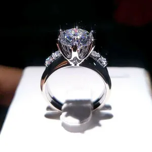 Moissanite Engagement <b>Ring</b> 925 Sterling Silver Round Cut Luxury Wedding <b>Ring</b> Women Bridal Jewelry - Product Image 3