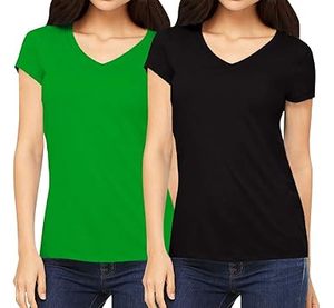 Camiseta de Verano Lisa para Mujer, Cuello en V, Algodón Premium, Personalizable con Logotipo, Corte Ajustado, Suave y Transpirable - Product Image 2