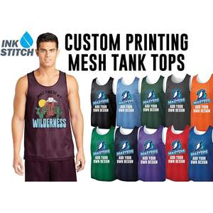 Custom Men's St500 Custom Printing Logo Image Texts <b>Mesh</b> Reversible Tank <b>Tops</b> - Product Image 5