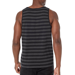 เสื้อกล้ามแขนกุดลายทางสำหรับผู้ชาย O-Neck Casual Knitted Fit สีดำสีเทา - Product Image 5