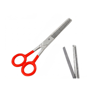 Tijeras de Entresacar de Alta Calidad para Peluquería, 7 Estilos, para Estilistas y Barberos, con Empuñadura Acolchada Roja, Acero Inoxidable de Grado Alemán, Certificación CE - Product Image 4