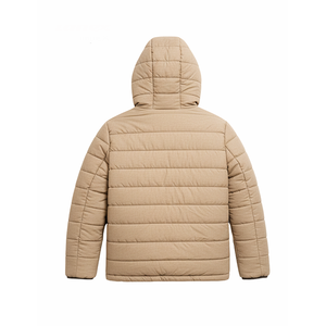 Veste matelassée kaki à capuche pour homme, manteau d'hiver chaud et léger, décontracté, pour l'extérieur, avec fermetures éclair contrastées - Product Image 4