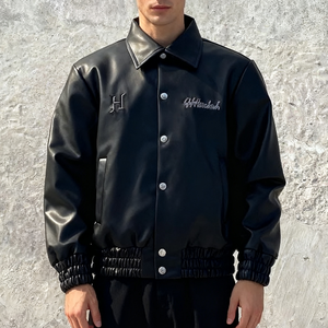 Chaqueta de Cuero Genuino Byron Collar, Nueva Llegada, con Botones a Presión y Logotipo Bordado, Chaqueta de Cuero Estilo Bomber para Invierno - Product Image 3