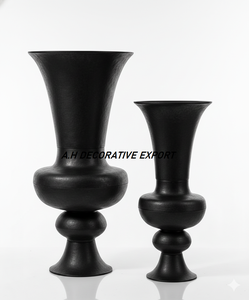 Matte <b>Black</b> Metal Decorative <b>Vase</b> Set Modern Minimalist Aluminium <b>Flower</b> <b>Vase</b> for Wedding Living Room Hotel Styling Eco-Friendly - Product Image 1