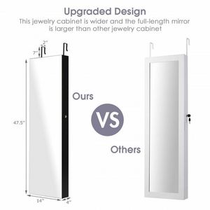 Armadietto Portagioie a Specchio da Parete e Porta con Luci, Pratico Organizzatore per Uso Domestico - Product Image 2