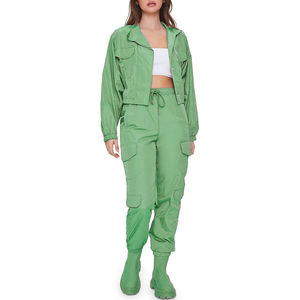 Luxury Outfits Tracksuit <b>Women</b> 2 Piece windbreak <b>women</b> set Lightweight Windbreaker Zipper <b>Jacket</b> Crop Top Pants Set Tracksuit - Product Image 1