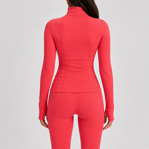 OEM Womens Full Zip <b>Workout</b> <b>Jacket</b> Custom Yoga Running Gym Sports <b>Jacket</b> Thumb Hole Quick Dry Slim Fit Activewear Manufacturer - Product Image 2