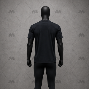 T-shirt de sport pour homme en polyester 100% à séchage rapide, imprimé noir, col rond, vêtements d'entraînement, vêtements d'équipe, 120g M.H. INTERNATIONAL - Product Image 2