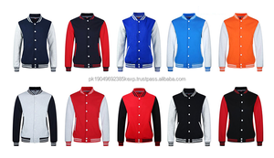 Logo personnalisé Polyester Coton Polaire Letterman Unisexe Col Montant Collège Coupe-Vent Pour Enfants Hommes - Product Image 3