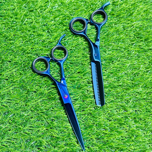 High Quality Professional <b>Barber</b> Hair Cutting and Thinning Scissors <b>Set</b> with Customized Logo Personalized Blade Blue Coated - Product Image 6
